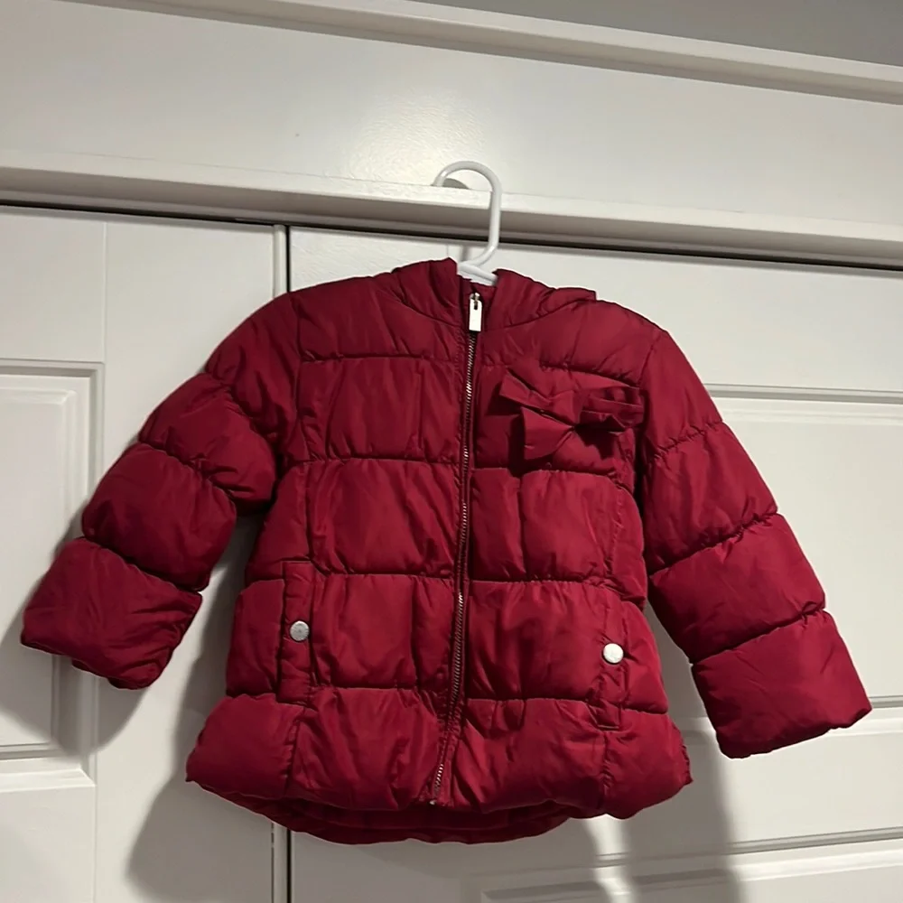 $20 ADD‎ ON Zara Baby Girl RED Puffer Hooded Coat w/Bow Size 12-18 months.